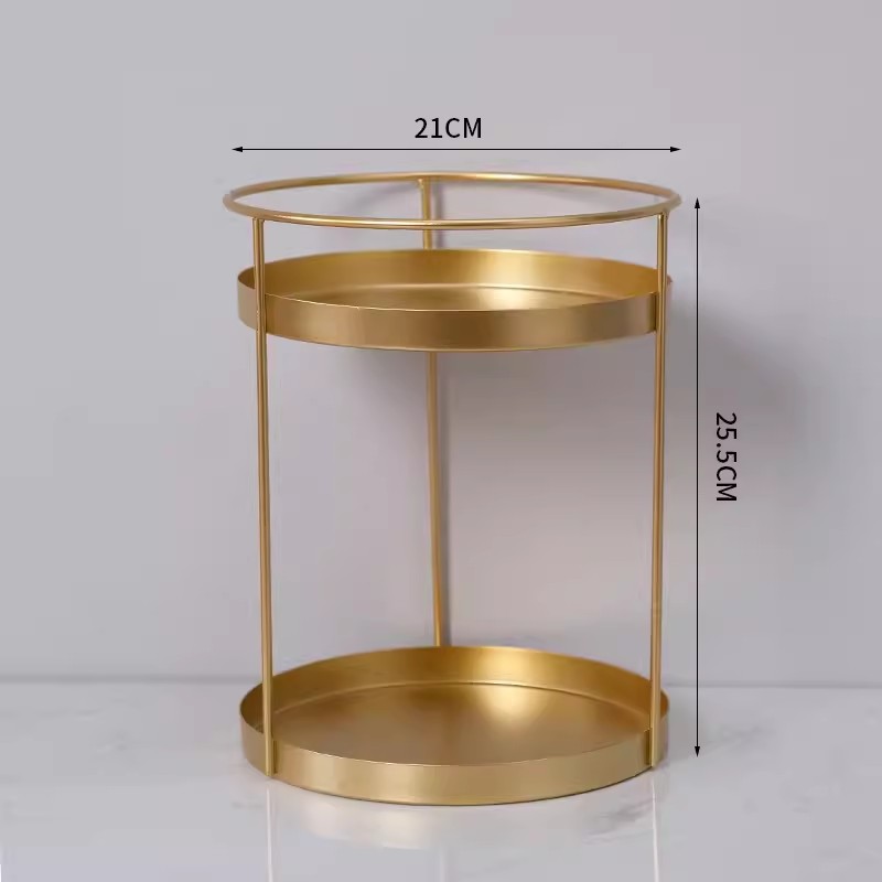 Iron Art Gold Scandinavische stijl enkele en dubbellaagse platte bodem ronde goederen parfum afwerking cosmetica opbergrek: green