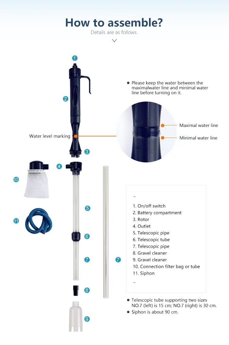 Powerful Suction Electric Aquarium Gravel Cleaning Syphon Operated Fish Tank Sand Washer Vacuum Gravel Water Changer Filter
