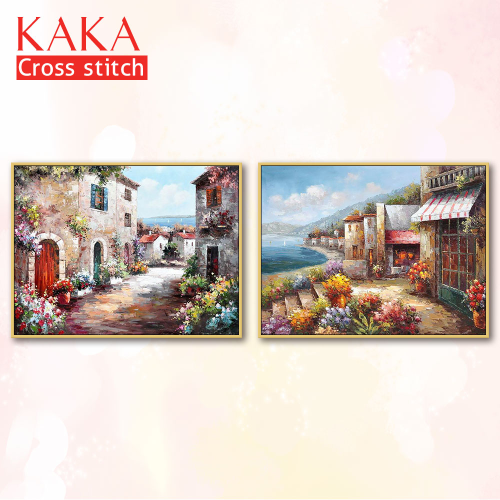 Cross stitch kits,Embroidery needlework sets with printed pattern,11CT-canvas for Home Decor Painting,Landscape Full NCKS083