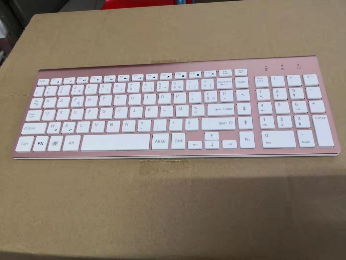 Wireless Keyboard Frans (Roze) Ergonomische Usb Interface Computer Mute Azerty Toetsenbord Voor Pc Laptop Tv
