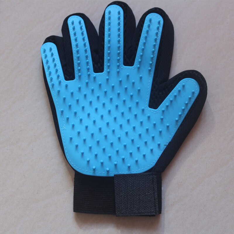Pet Grooming Glove Bath Brush Cat Dog Comb Massage Brush Hand Shaped Cleaning Gloves Hair Dematting Remover Pet Grooming Tools: right light blue