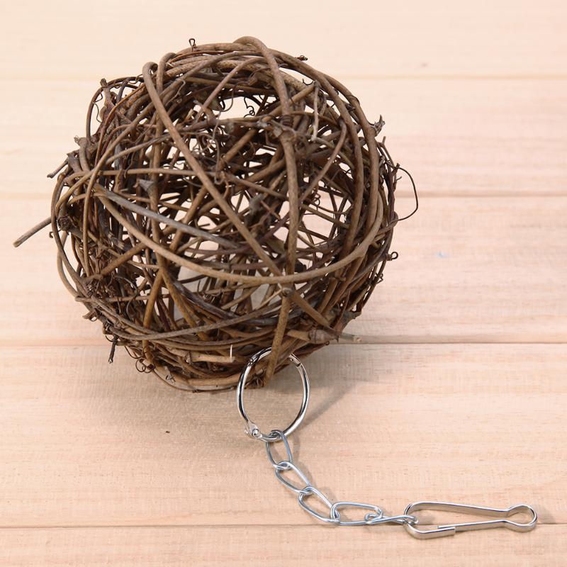 Juguetes Para loros para mascotas, juguete para pájaros, anillo de ratán Natural para morder, Bola de ratán para loro, Guacamayo, juguete para morder,