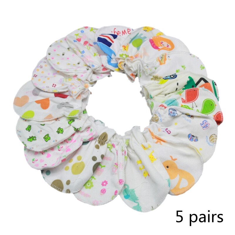 5 Pairs Baby Anti Scratching Gloves Soft Cotton Gloves Newborn Face Protection Handguard No Scratch Mittens Infants Shower 87HD