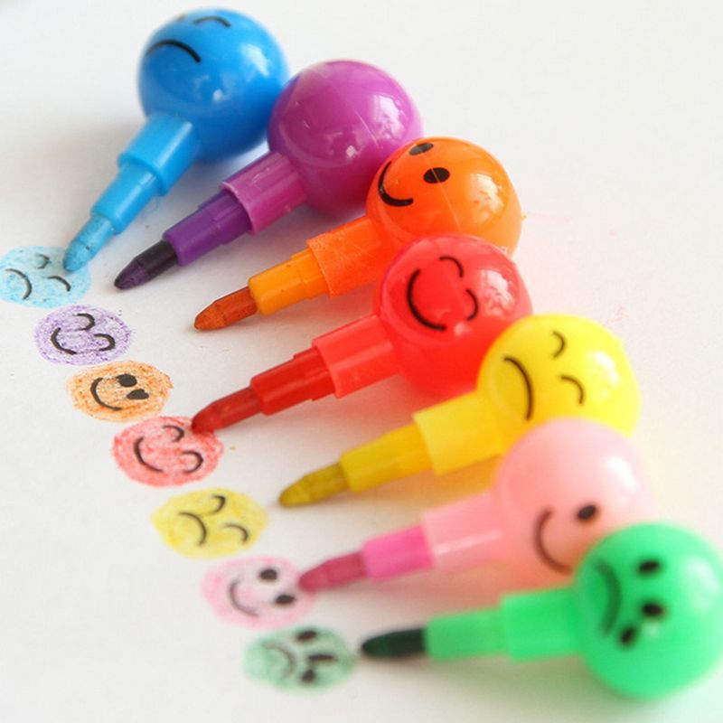 2 Stuks 7 Kleuren Kleurpotloden Suiker Bedekt Hagedoorns Cartoon Smiley Graffiti Pen Briefpapier Voor Kinderen s9