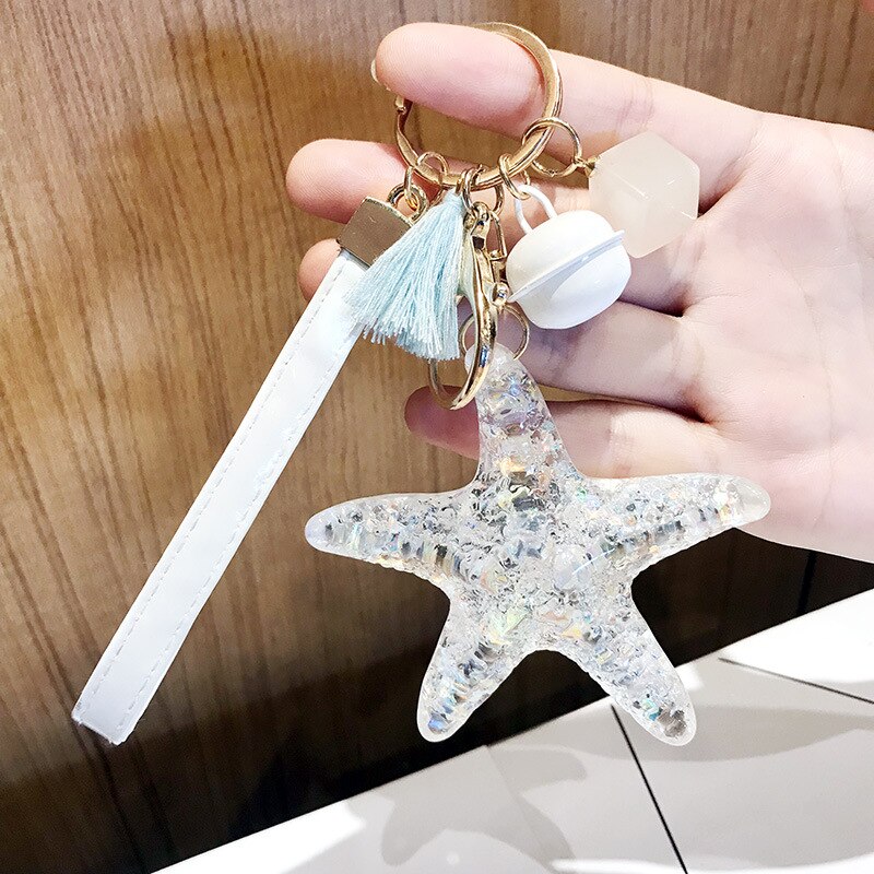 Leuke Grote Zeester Sleutelhanger Sleutelhanger Zeester Shell Charme Hanger Sleutelhangers Schoudertas Portemonnee Auto Accessoires voor Vrouwen Meisje Kinderen: keychain 4