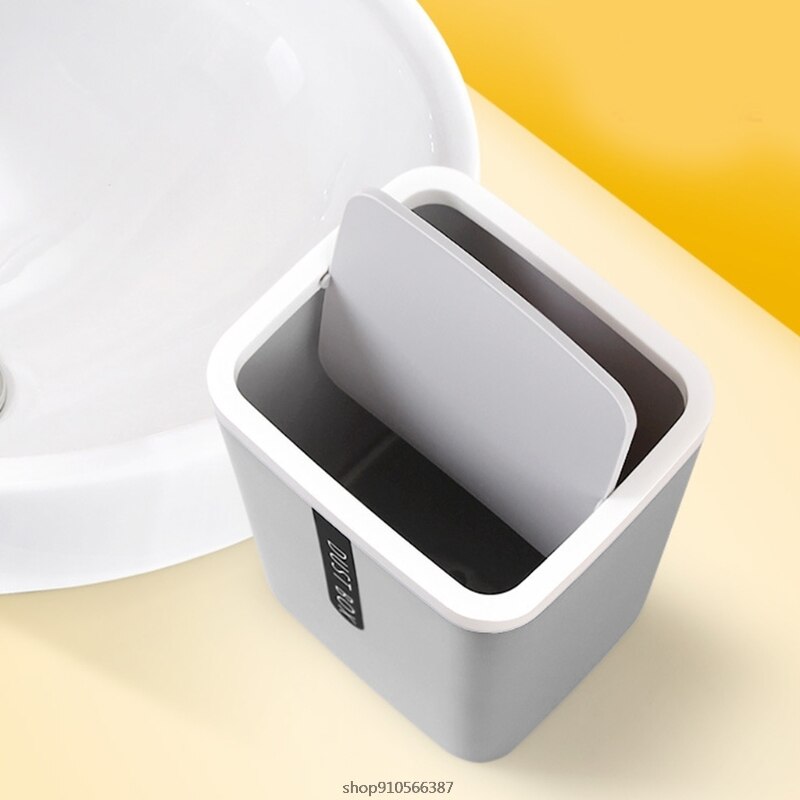 Mini Desktop Trash Can Tabletop Plastic Waste Bin with Lid Countertop Garbage Basket Trashbox Home Office Desk
