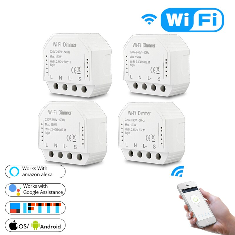 DIY inteligente WiFi luz LED Dimmer interruptor regulador de vida inteligente/Tuya APP Control remoto 1/2 forma interruptor trabaja con Alexa eco de Google