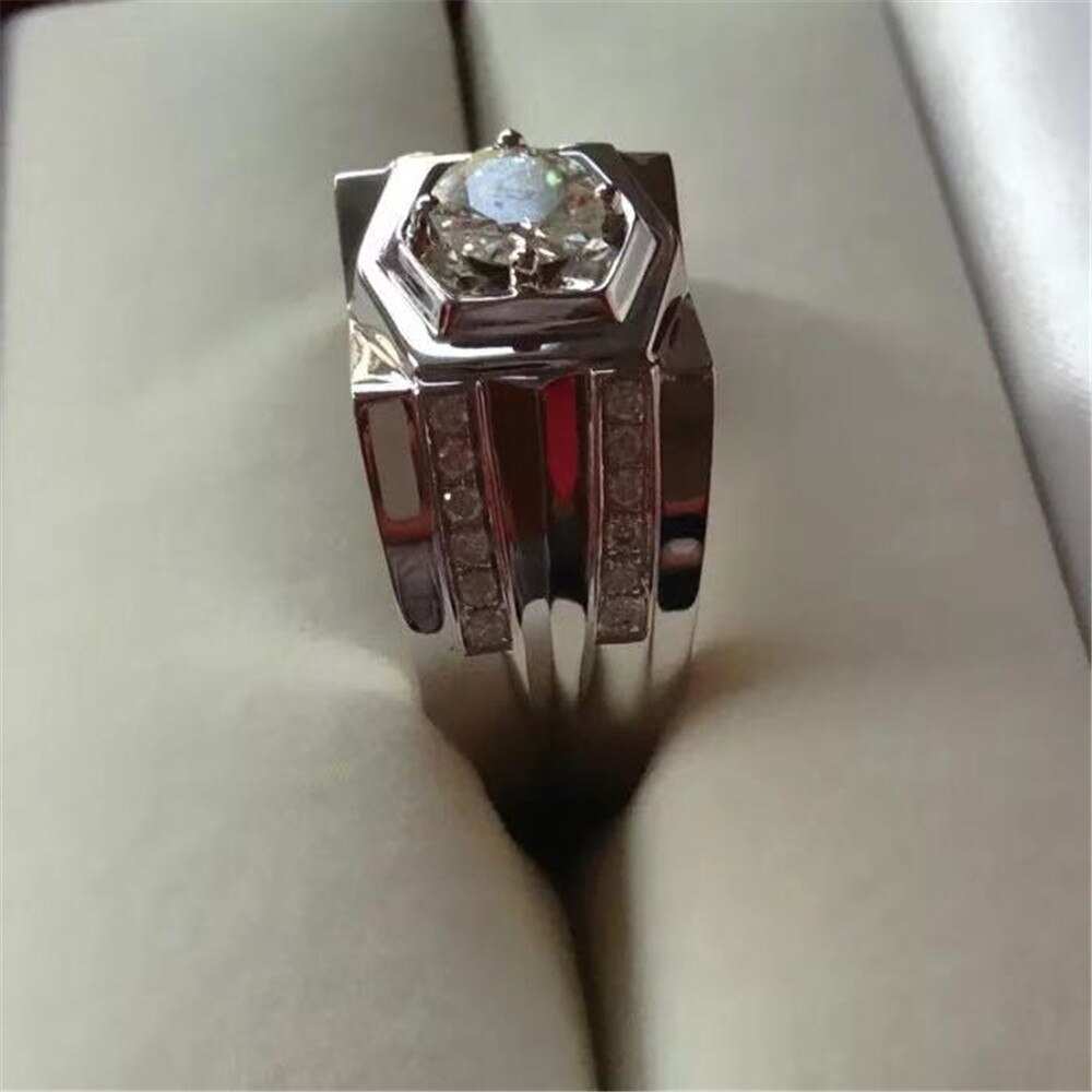 FDLK glänzend Luxus Silber Farbe Ring Natürliche Weiß 2,5 CT Kristall Ring Hochzeit Band herren Partei Schmuck Größe 7 8 9 10 11 12