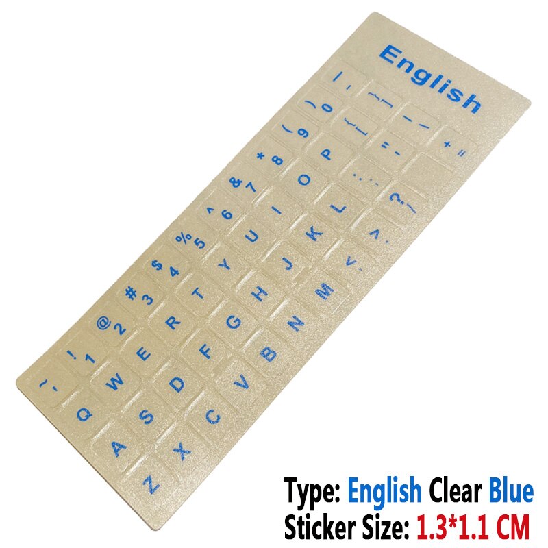 SR English Language 16 Standard Waterproof Keyboard Cover Stickers Layout Button Letters Computer Laptop Skins Accessories: Clear Matte Blue