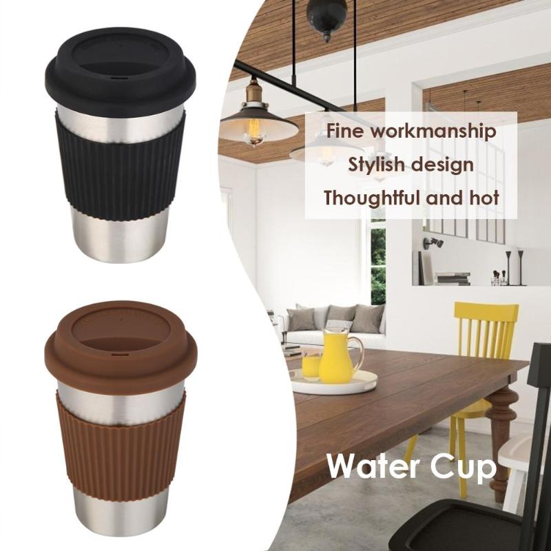 500ml Roestvrij Staal Water Cup Anti-Slip Koffie Mok Geïsoleerde Reismok Dubbele Wand Vacuüm Geïsoleerde Tumbler Breed mond Thee Cup