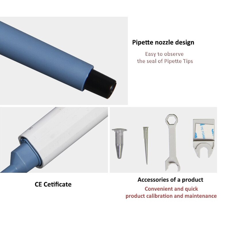 Laboratoriepipette 0.1-10ml enkanals digital mikropipette justerbar pipeta-labutstyr i plast med pipettespisser