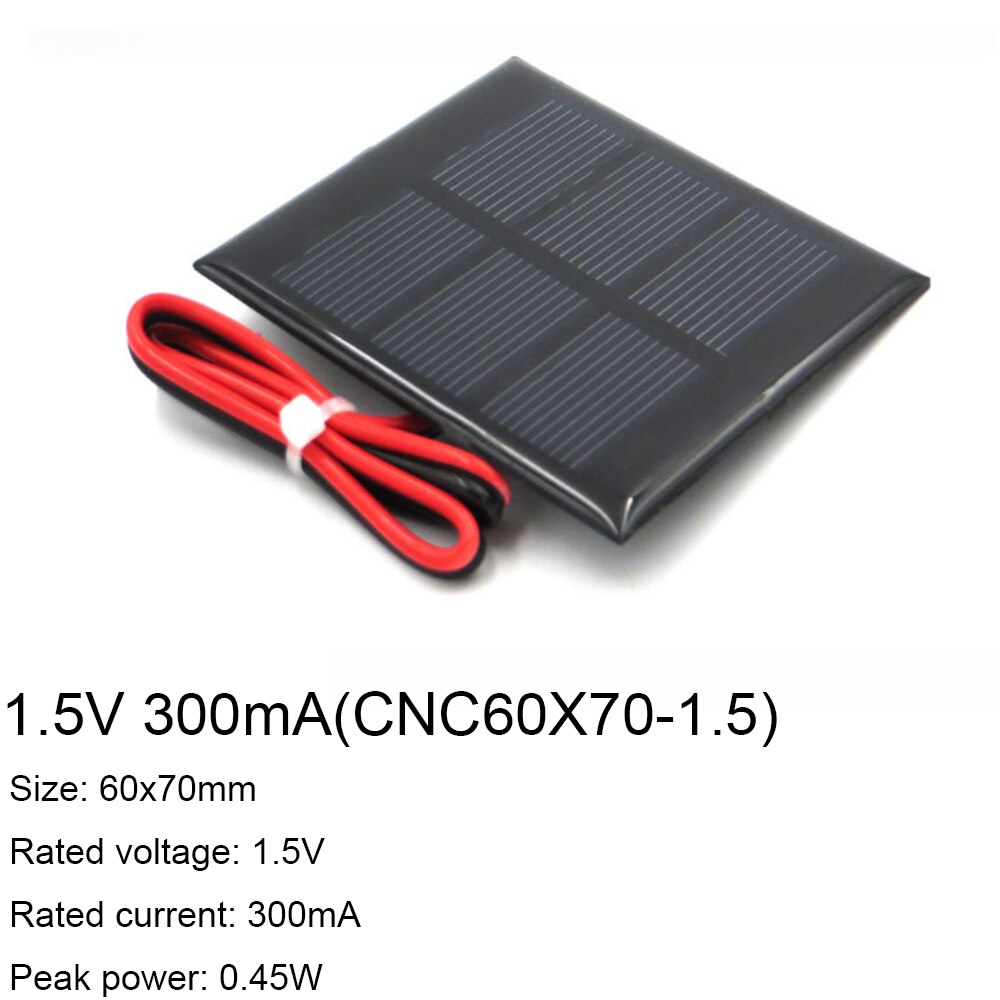 1PCS 1V 1.5V 2V 3V 3.5V Solar Panel With 30CM Wire Mini Solar System DIY For Battery Cell Phone Charger 300mA 500mA 0.3W 0.65W: 1.5V 300mA
