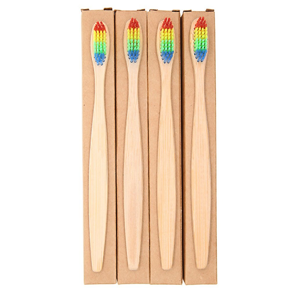 Natural Bamboo Environment Toothbrush Made with Rainbow Nylon Infused Bristles in Recycled Biodegradable: Default Title