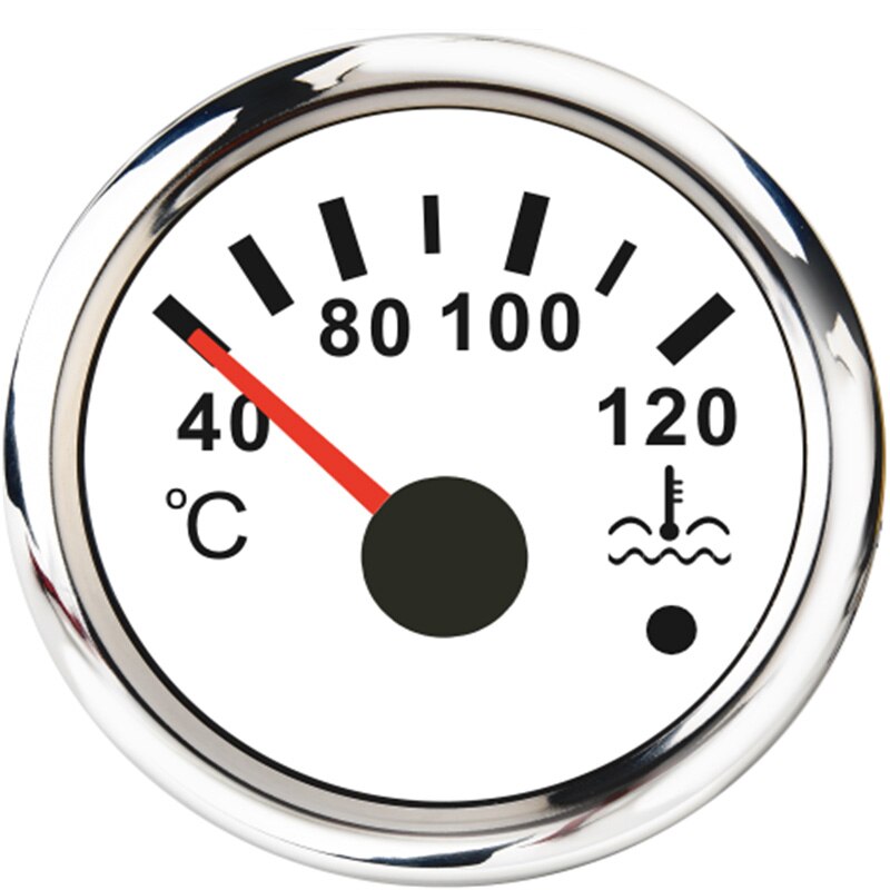 40-120℃ Water Temp Gauge Waterproof Car Boat Motorcycles Water Temperature Gauge Indicator with Red Backlight: White Silver Gauge