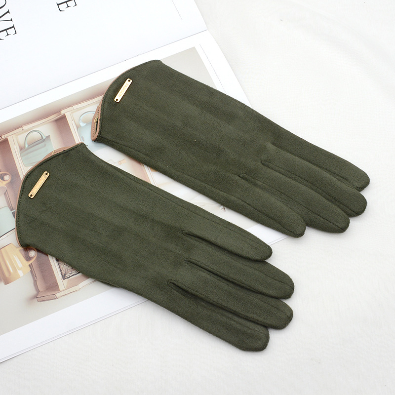 Guantes sencillos y finos para mujer, manoplas de otoño e invierno para mantener el calor con pantalla táctil, tela de ante a prueba de viento: Gris