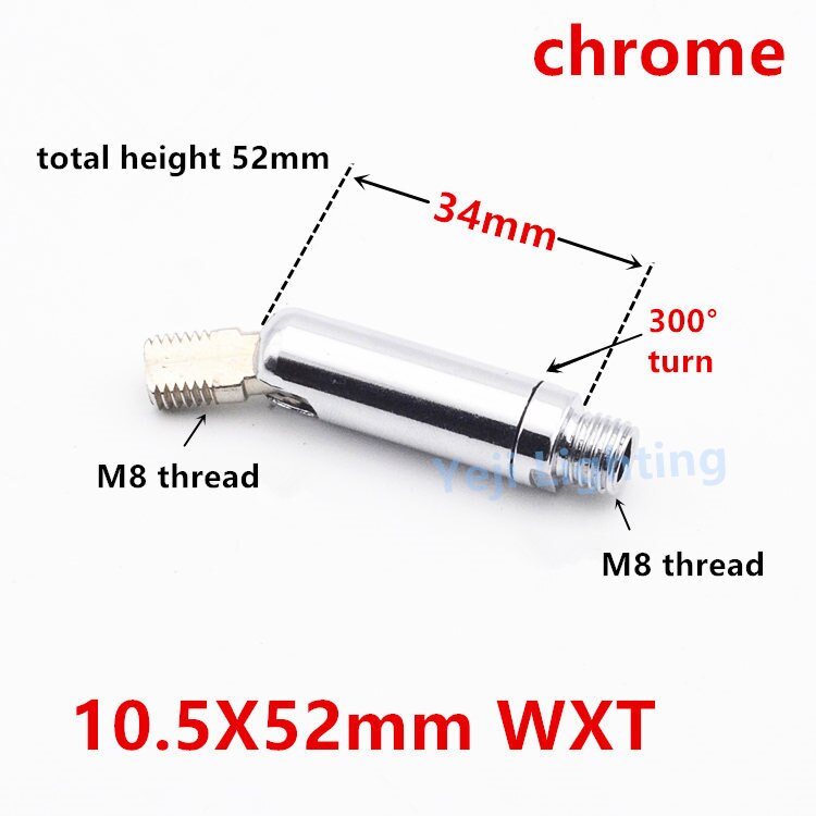 Universalhoved  m10 m8 indvendig gevind udvendige tænder loft rose baldakin adapter lampe sokkel stik jernbelægning belysningsarmaturer: 10.5 x 52 krom