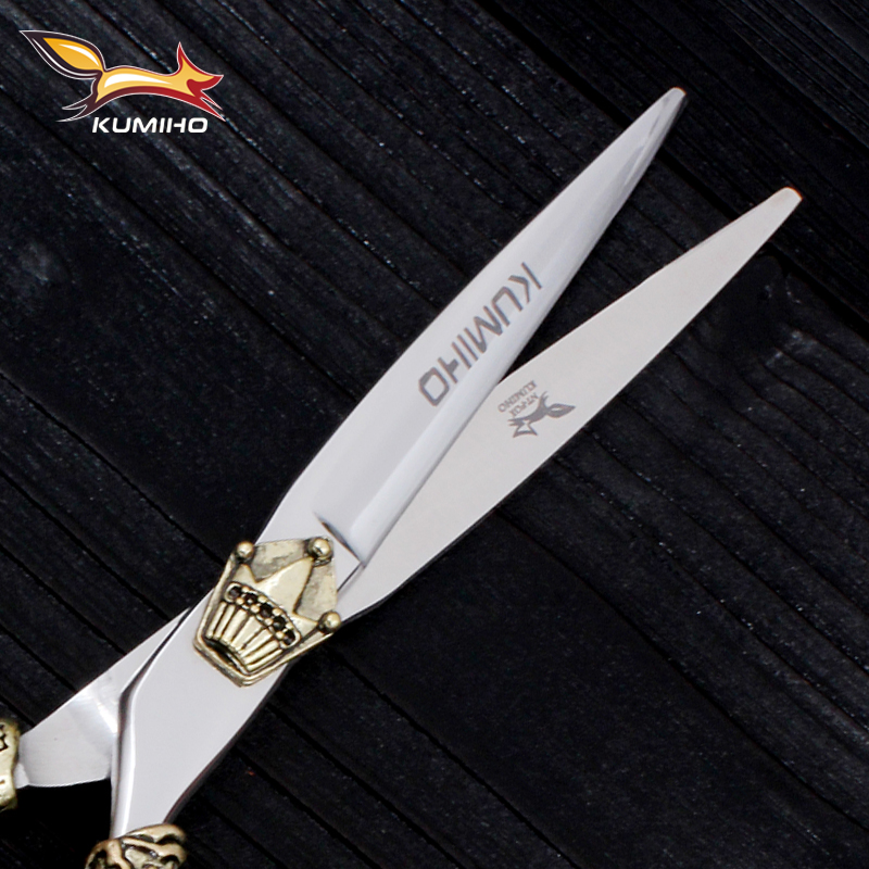 KUMIHO Giapponese forbici dei capelli kit 1 forbici di taglio e 1 assottigliamento forbici con il caso di cuoio di taglio di capelli con la corona maniglia