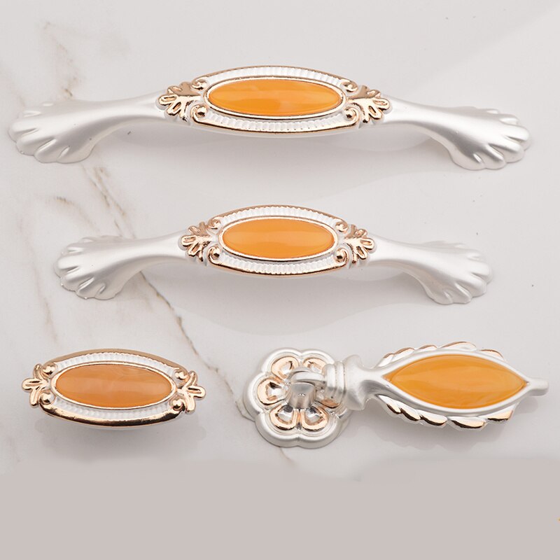 European Gold Ceramic Single Hole / Double Hole Furniture Drawer Handle Kitchen Wardrobe Cabinet Door Handle Furniture