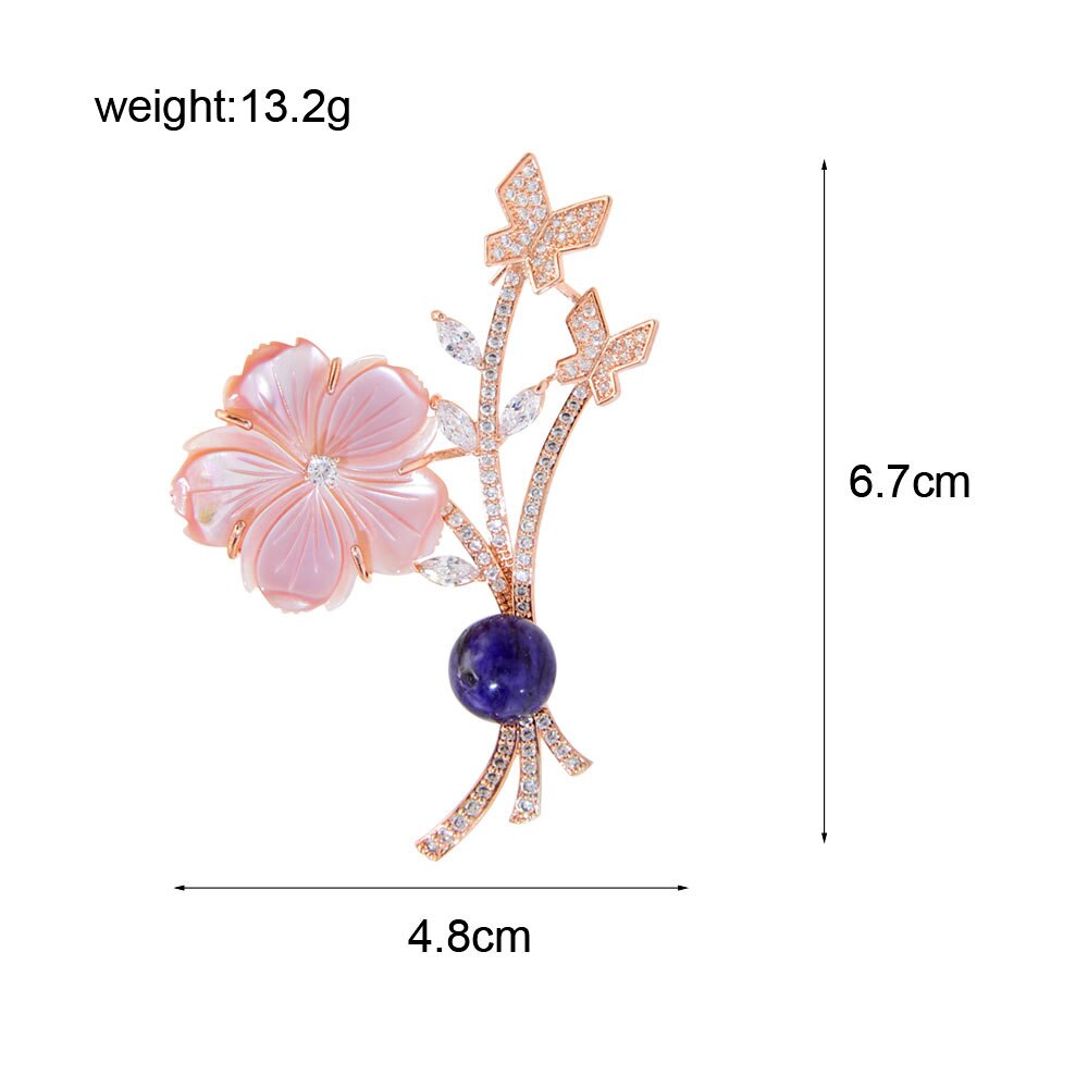 CINDY XIANG Shell Blume Broschen Für Frauen Elegante Zirkonia Pin Brosche Kupfer Schmuck Neue Stil