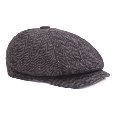 gorro octogonal para caballero, boina para hombre, otoño e invierno, para hombre, gorras planas para hombre: Black