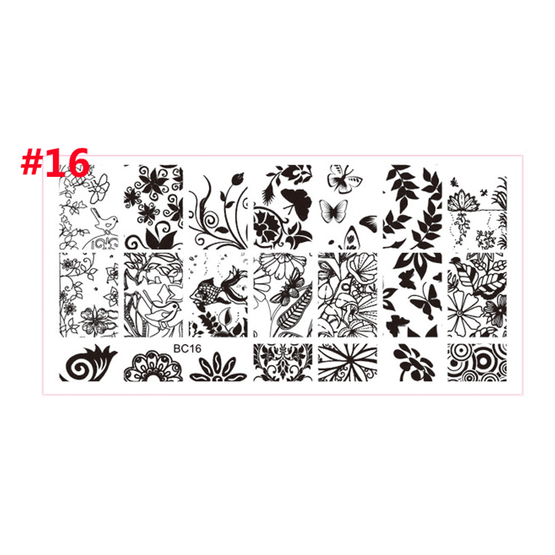 12*6cm Nail art Vorlagen Stanzen Platte Spitze serie Schmetterlinge/Blumen/Pflanzen Muster Transfer Druck vorlage: MPBC16