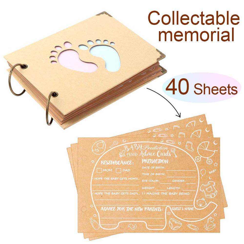 OurWarm Baby Shower Guest Book Signature Elephant Kraft Paper Guestbook Advice Cards Birthday Party Decoration