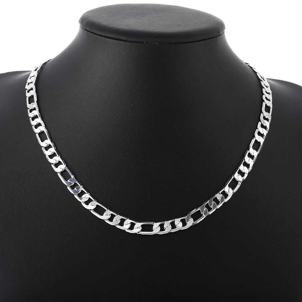 Hot new 18K collane in oro classico 8MM catena laterale collana in argento sterling 925 per uomo moda gioielli regali festa di nozze