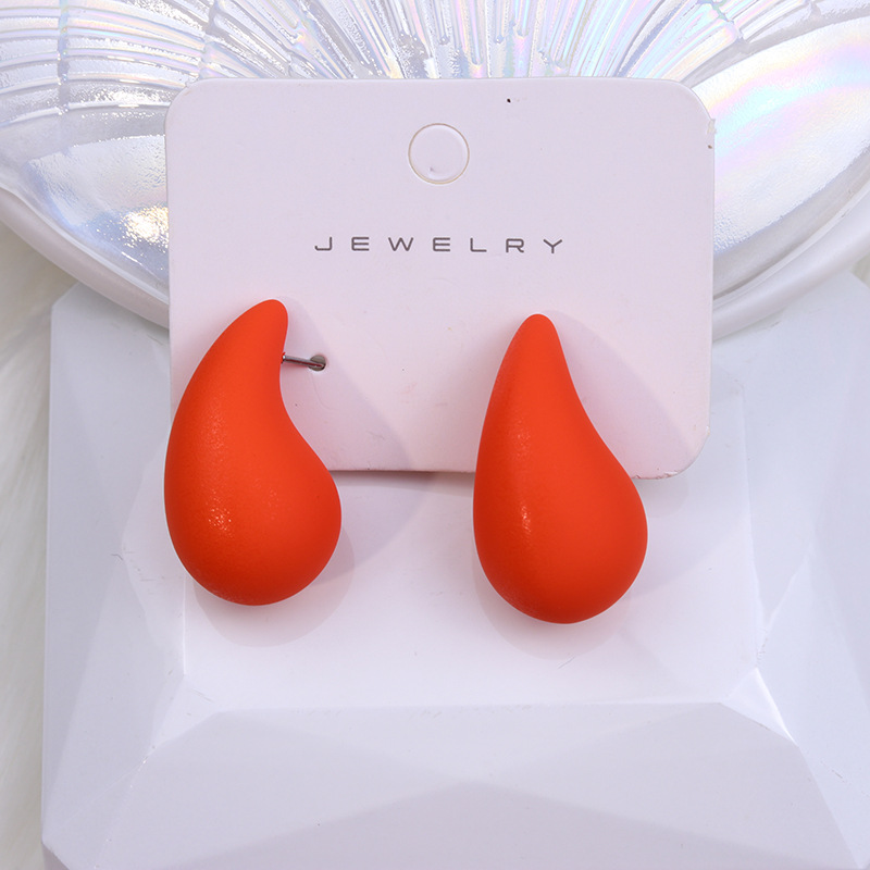 Pendientes colgantes de gota de agua con cúpula gruesa multicolor para mujer y niña, aretes grandes de acrílico con forma de lágrima, joyería ligera para las orejas Dupes: orange