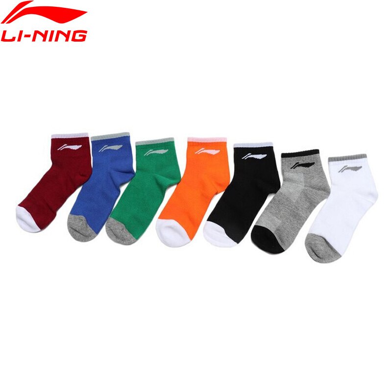 Li-ning 7 par unisex børn korte sokker børnefoder åndbar børn komfort sportssokker ywtq 004 nwt 063
