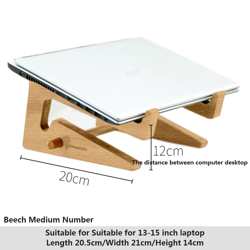Wood Laptop Stand Increased Height Stand For Macbook Pro Air 13 IPad Pro Vertical Base Cooling 17.3 15.6 14 Inch Notebook Holder: Beech Wooden Medium