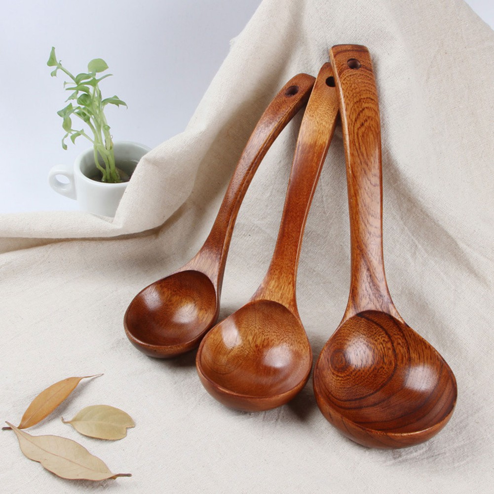 Hout Soep Lepel Lange Steel Rijst Koken Lepels Keuken Grote Pollepel Pot Lepel Houten Servies Kookgerei