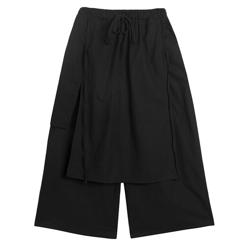 GURUNVANI Herenbroek met wijde pijpen, Japanse yogabroek, hiphop, baggy broek, L