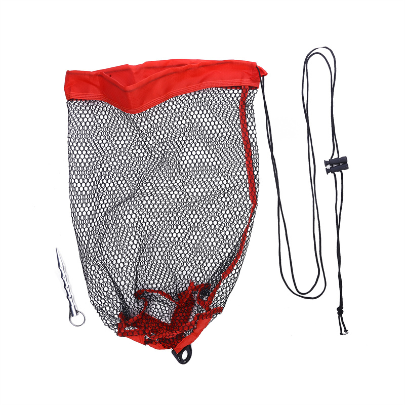 Rede de pouso de pesca, saco de coleta de captura de pesca com cordão, rede de peixe portátil, malha criptografada, bolsa de retenção de peixe para