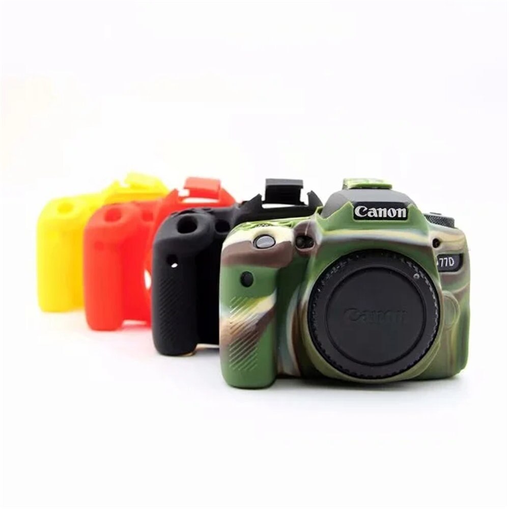 Zachte Siliconen Rubber Camera Case Cover Voor Canon Eos 77D Dslr Camera Tas Beschermende Body Cover Camo/Zwart/rood/Geel