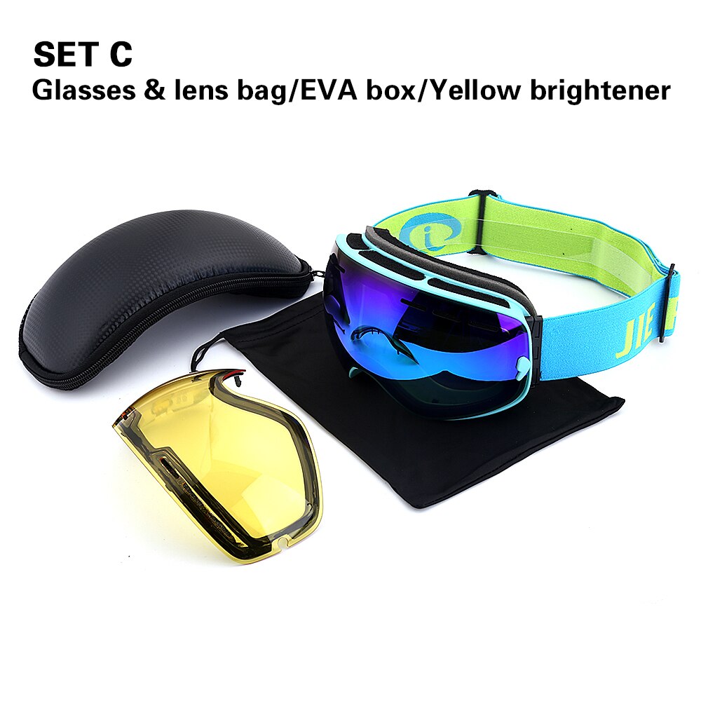 Winter outdoor skibrillen dubbele lagen  uv400 anti-condens winddicht grote skibrillen skibrillen heren dames sneeuw snowboardbrillen: Blauw