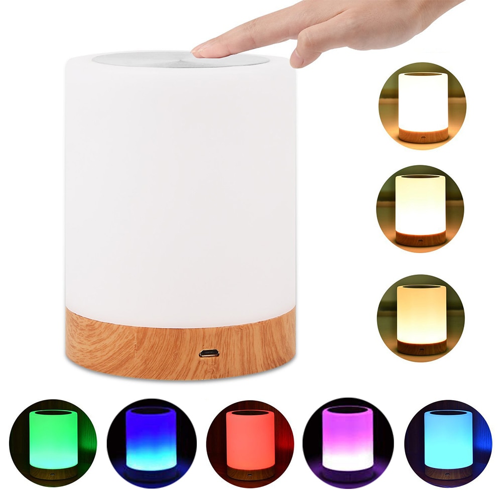 Smart Bedside Lamp Rechargeble Led Touch Night Light Innovative Little Nightlight Bed Desk Light Color Bedside Atmosphere Lamp