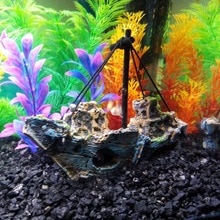 Décor d&#39;aquarium en épave, bateau à voile, bateau à voile, destructeur, décor de grotte pour Aquarium