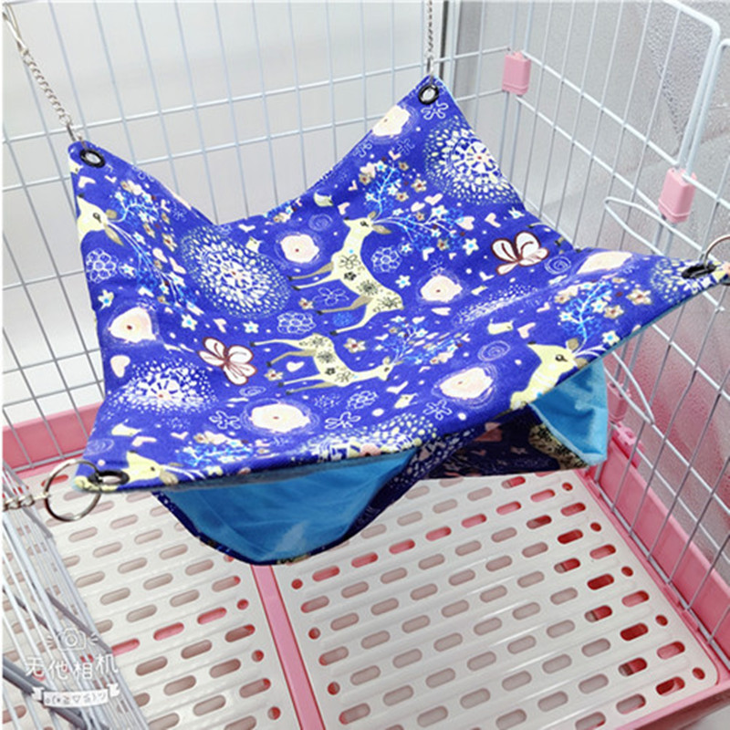 Hamac Pour Rats Petit Animal De Compagnie Double Toile Été Hamac Chaîne Anti-Morsure Sac De Couchage Pour Hamster Volant Écureuil Rat Maisons