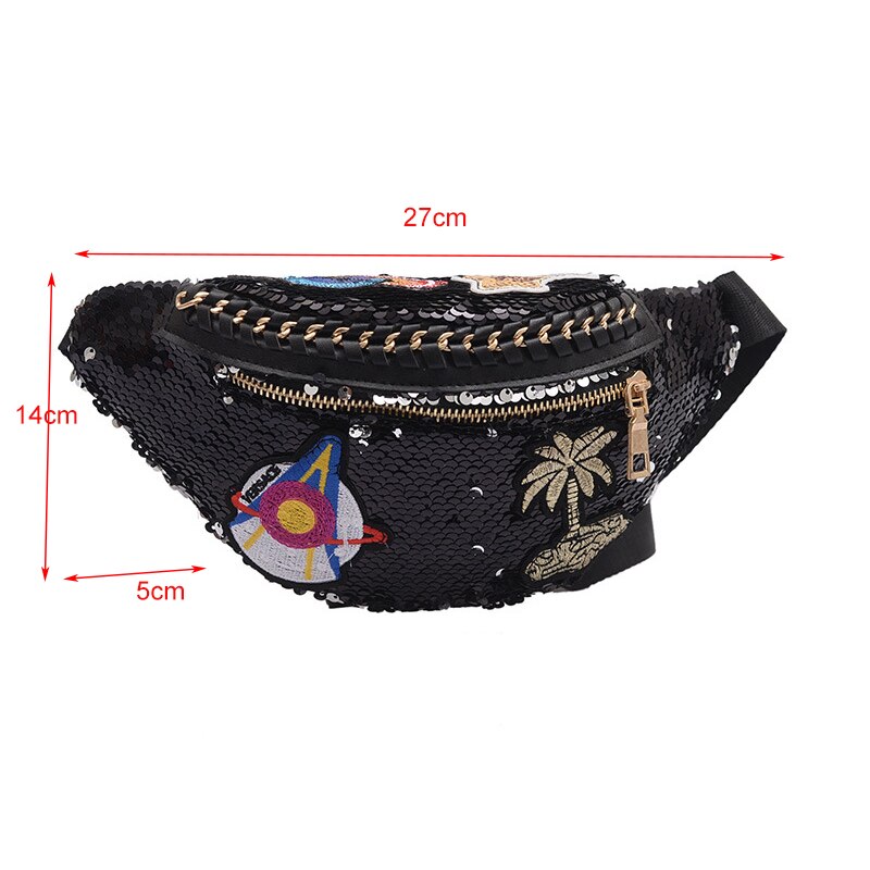 JZYZQBX Frauen Taille Pack Farbverlauf Pailletten Taille Beutel Banane Tasche fanny Pack frauen Gürtel Tasche riñonera mujer