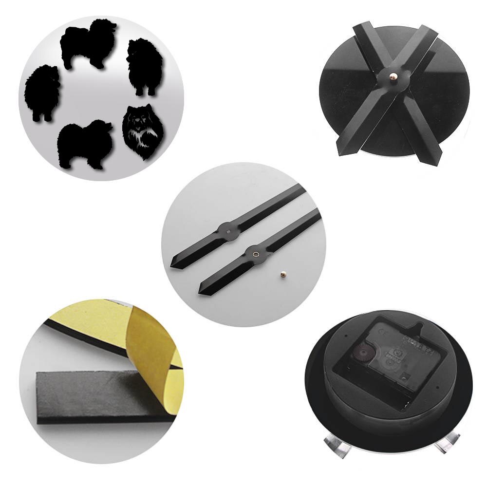Keeshond-Reloj de pared grande para hombre, reloj de pared grande 3D con de perro barcaza holandesa, sonriente, alemán, Spitz, Deutscher, Wolfspitz, Kees