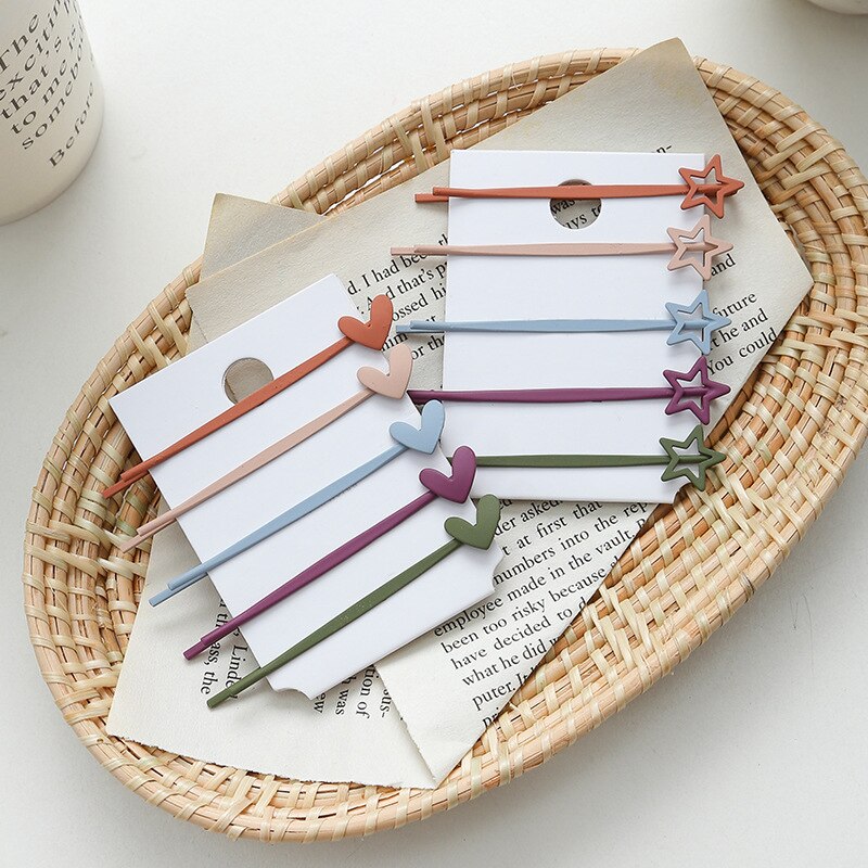 SHUANGR Hair Clips Set - 10 Pcs Geometric Heart & Wavy Pins - Trendy Hair Accessories for Women Girls