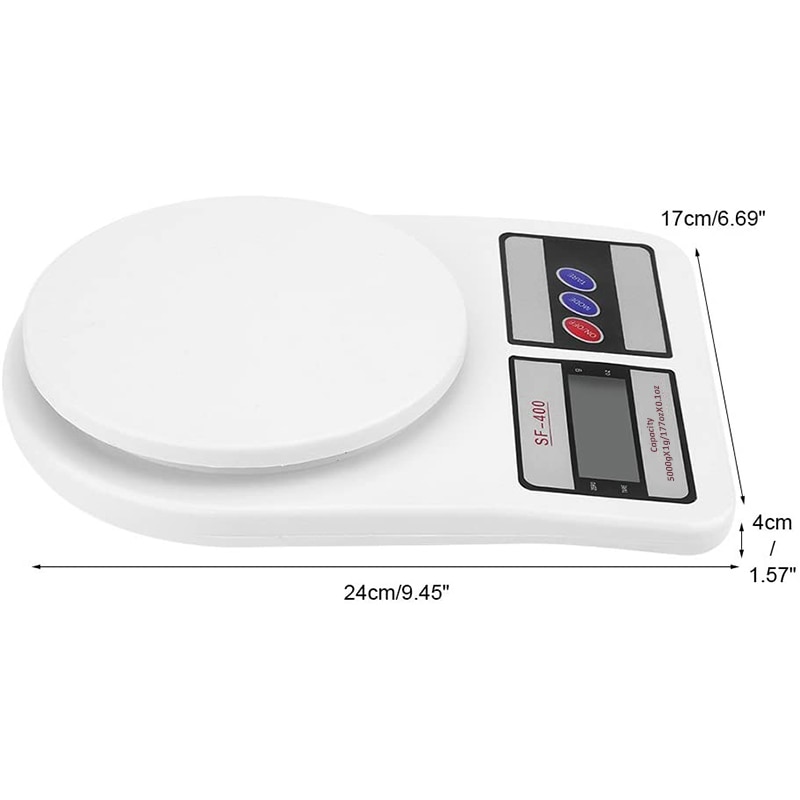 Bascula cocina peso balanza digital de 1 Grs a 5 Kg Blanco con 2 Pilas AA Accesorios cocina vascula gramera pesas basculas tana tanita gramos mini para alimentos comida con precision Kitchen food scale Plaza