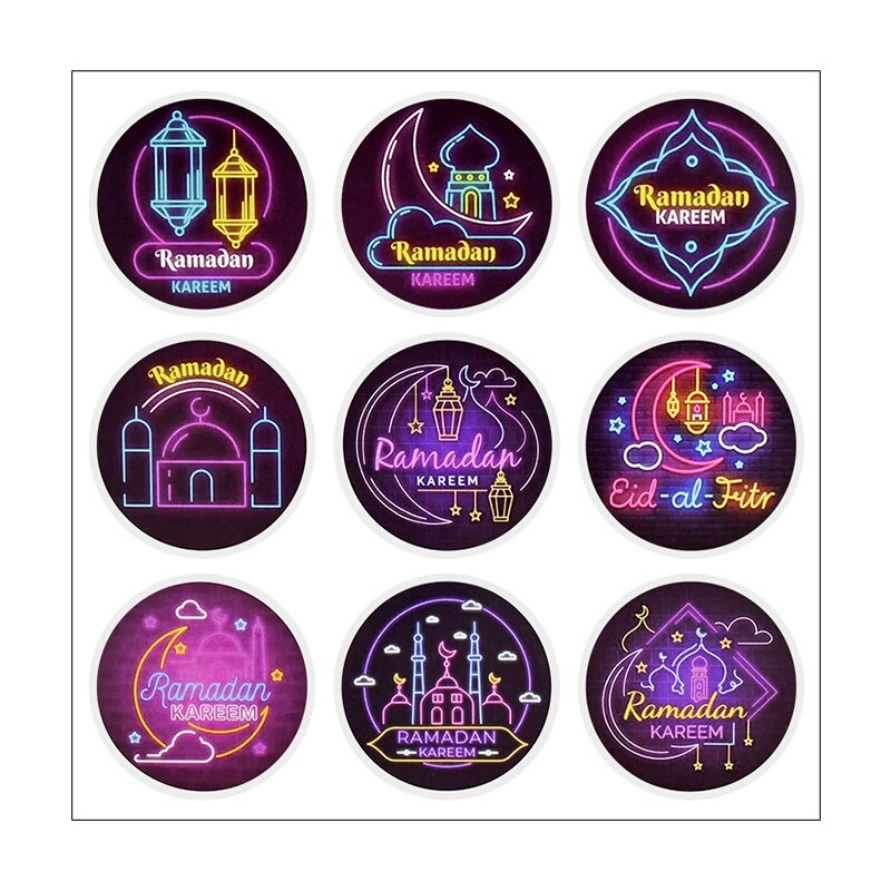 Autocollant Eid Mubarak Ramadan 4cm, étiquette autocollante pour emballage de boîte avec étoiles et motifs de lune, pour Scrapbook musulmans islamiques pour enfants, 90 pièces