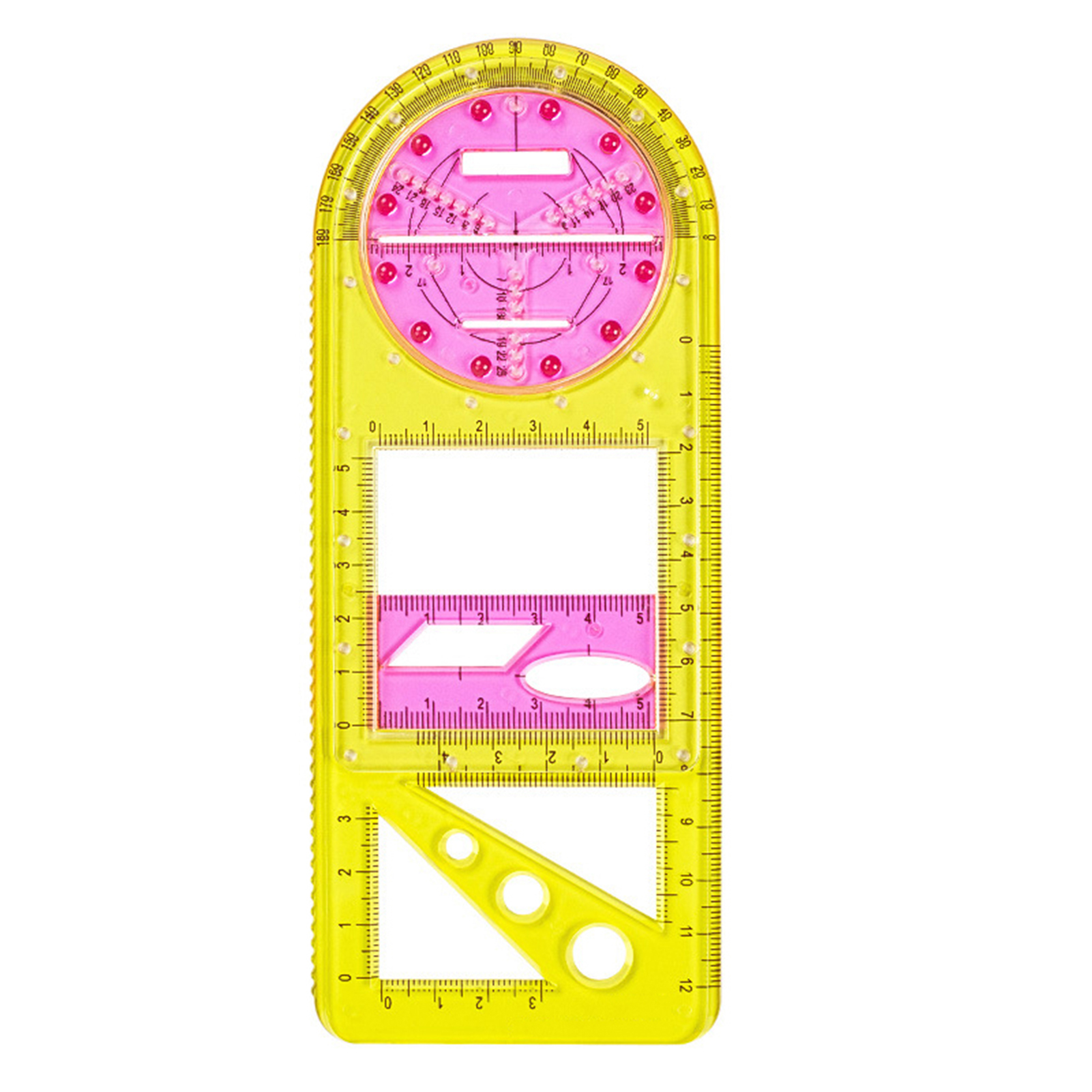 Multifunctional Geometric Ruler Geometric Drawing Template Measuring Tool For School Office Supplies NIN668: E
