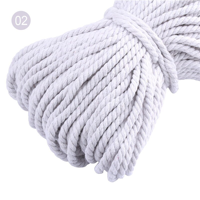 100% Katoen 3 Aandelen Twisted Katoenen Koorden 5Mm Diy Craft Decoratie Touw Katoenen Koord Voor Tas Trekkoord Riem 15 kleuren: color 02