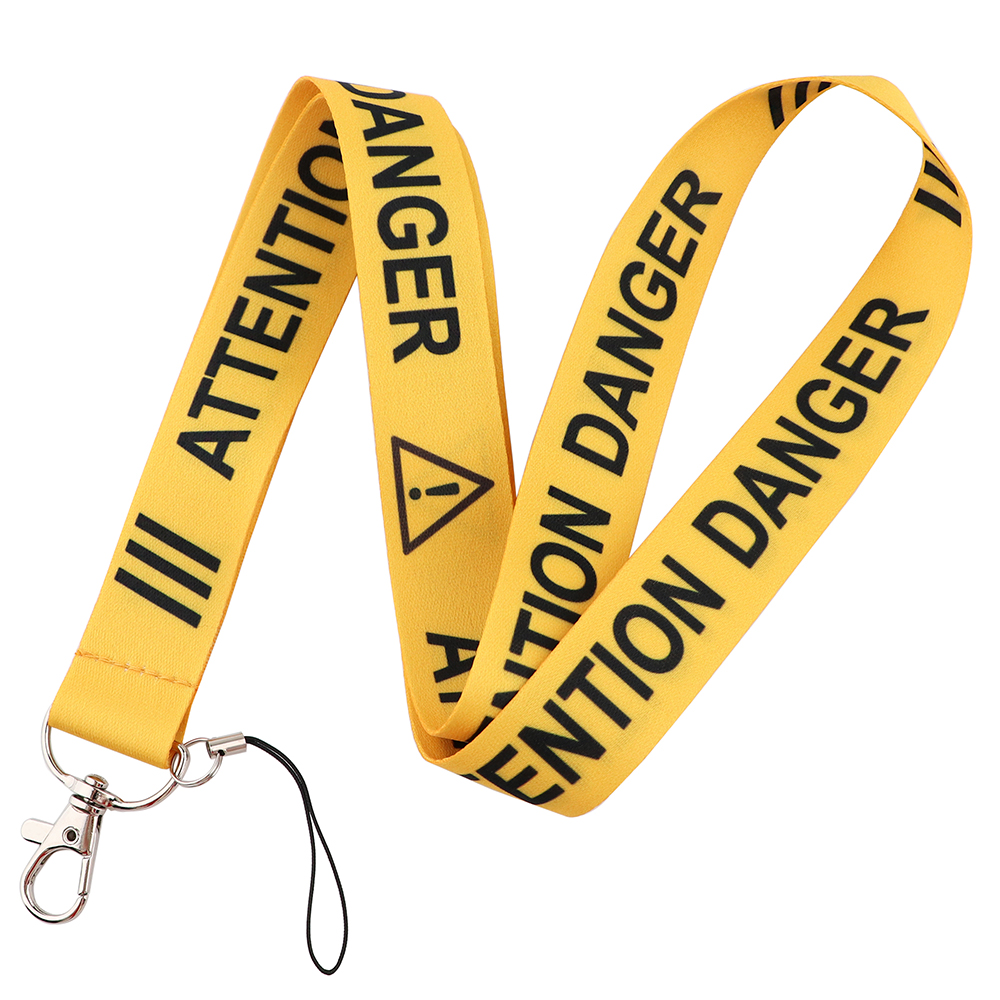 Ransitute R2762 Warning Style Lanyard Badge ID Lanyards Mobile Phone Rope Key Lanyard Neck Straps Accessories: 1