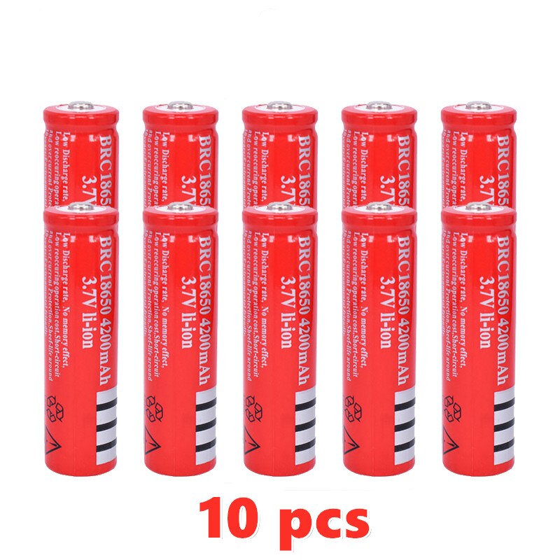 Originale 18650 batterier 3,7v 4200 mah wiederaufladbare liion batterie für led taschenlampe batery litio batteri + usb ladegerät: 10 stk batteri