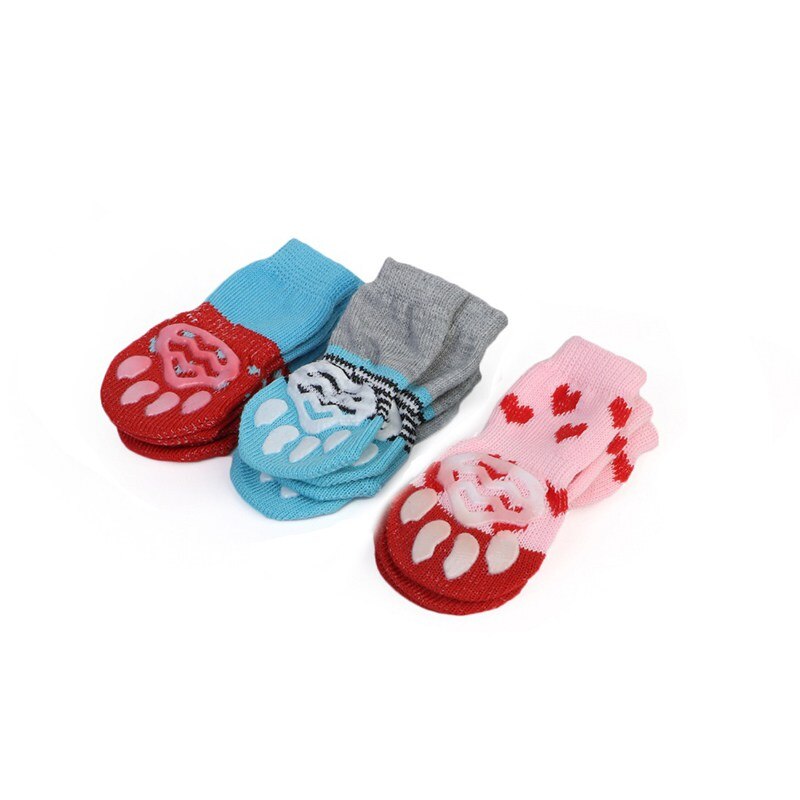 Cat Dog Socks Pet Elastic Warm Anti Slip Claw Paws Wear Polyester Indoor For Dogs