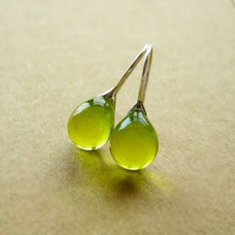 Kleur Ingelegd Water Glass Stone Oorbellen Met Overdreven Persoonlijkheid Voor Vrouwen Sieraden: green