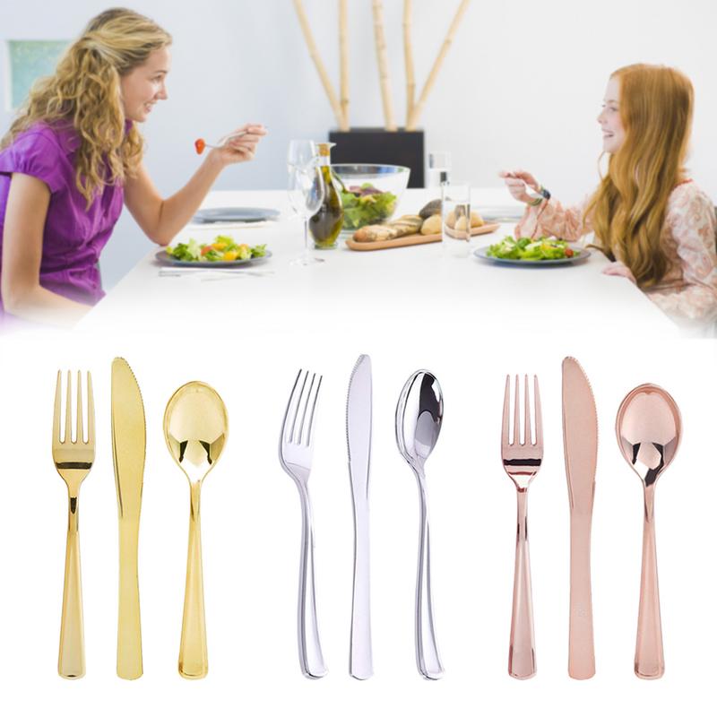 12 stks/set Wegwerp Gewikkeld 3 in 1 Vork/Lepel/Mes Wegwerp Bestek Kit Perfect voor Lunch Maaltijd Prep catering en Restaurants